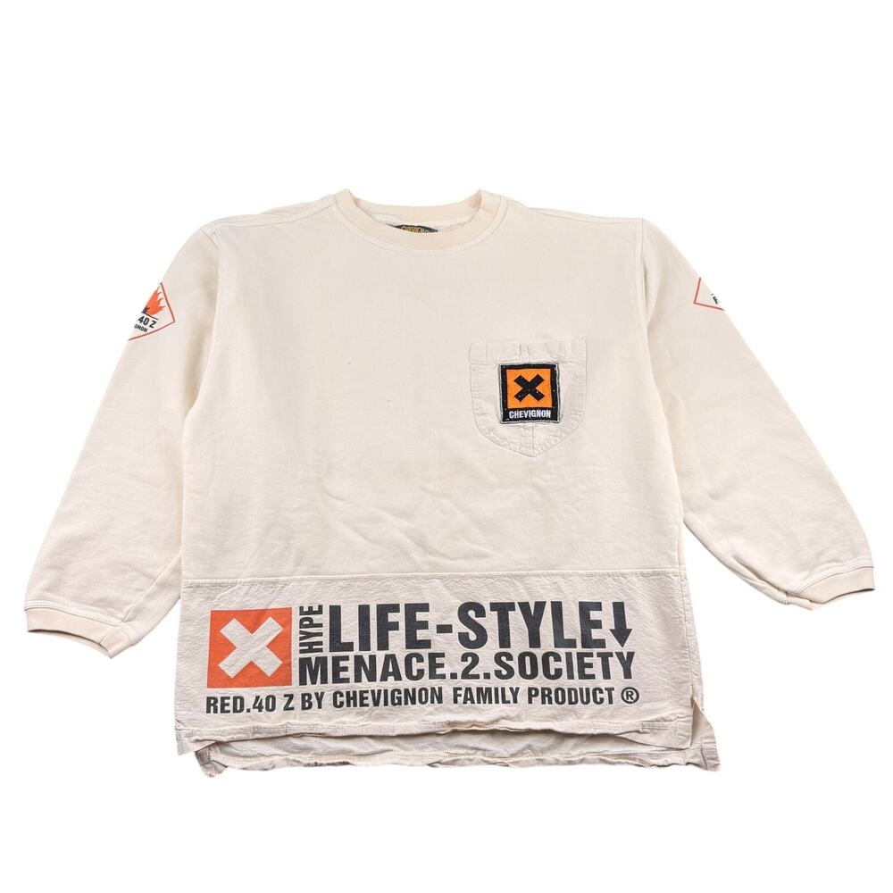 Vintage Chevignon Menace 2 Society Long Sleeve T Shirt Men’s Medium Streetwear